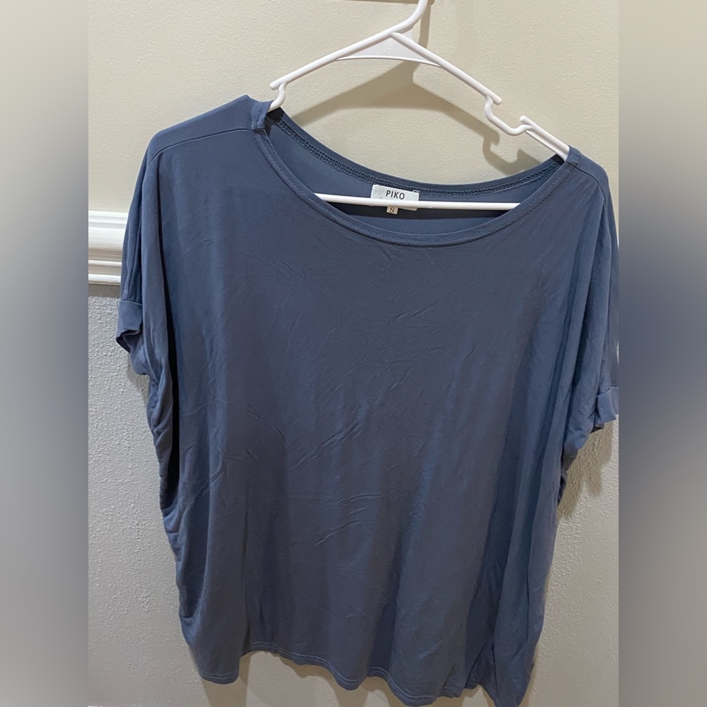 Short Sleeve Piko Top - Grey Blue